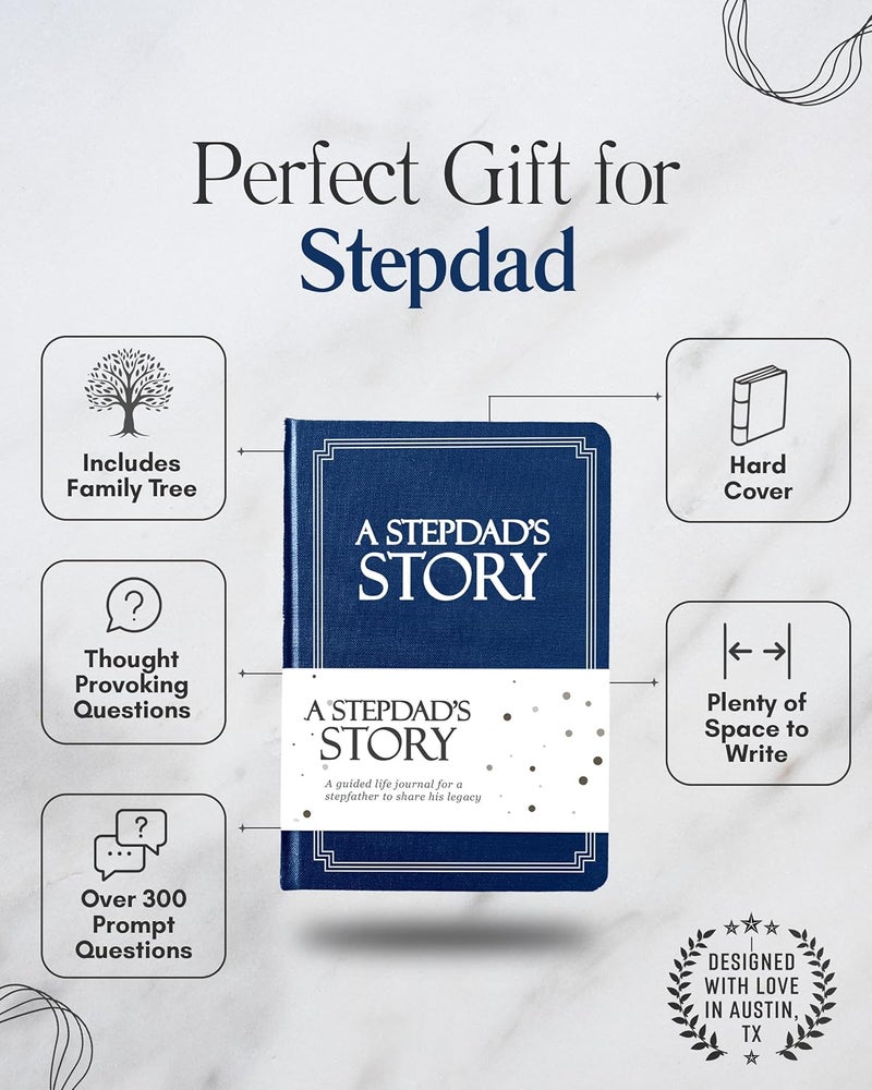 Coco & Lan Stepdad's Life Story Journal (Hardcover): A Meaningful Keepsake for Stepdad to Share His Journey & Memories, Book Includes 250+ Prompt Questions, Sentimental Gift for Father's Day, Birthday, Christmas - Image 2